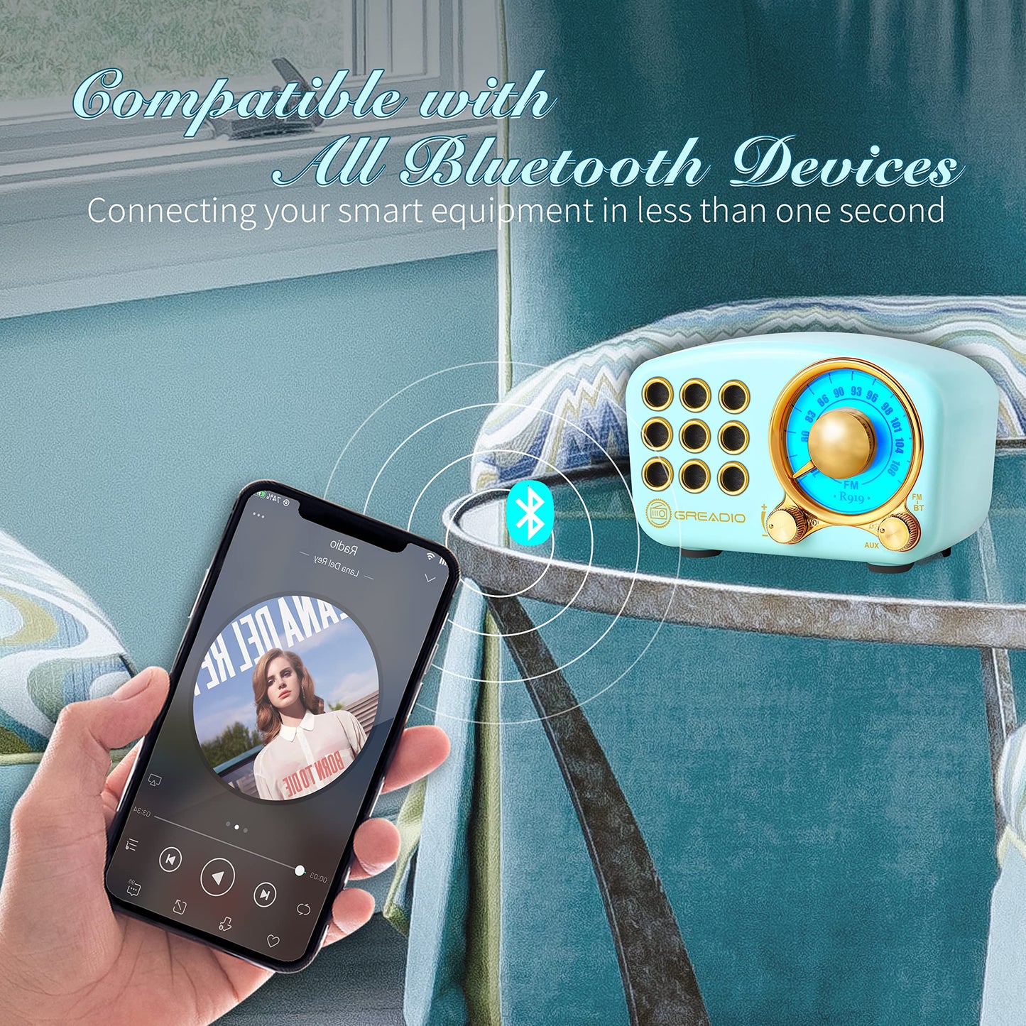 Retro Bluetooth Speaker, Vintage Radio-Greadio FM Radio with Old Fashioned Classic Style, Strong Bass Enhancement, Loud Volume, Bluetooth 5.0 Wireless
