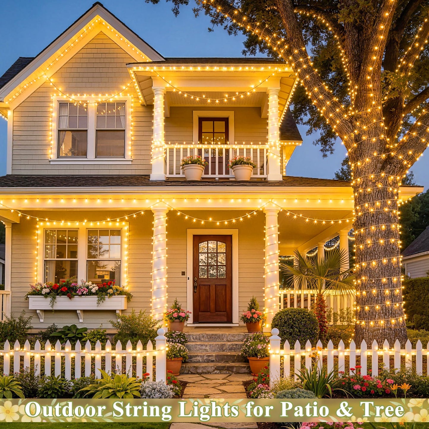 JMEXSUSS 168FT 600 LED String Lights for Outside Clear Wire, Warm White Christmas Lights Outdoor Waterproof, Tree Lights Outdoor Plug in for Patio