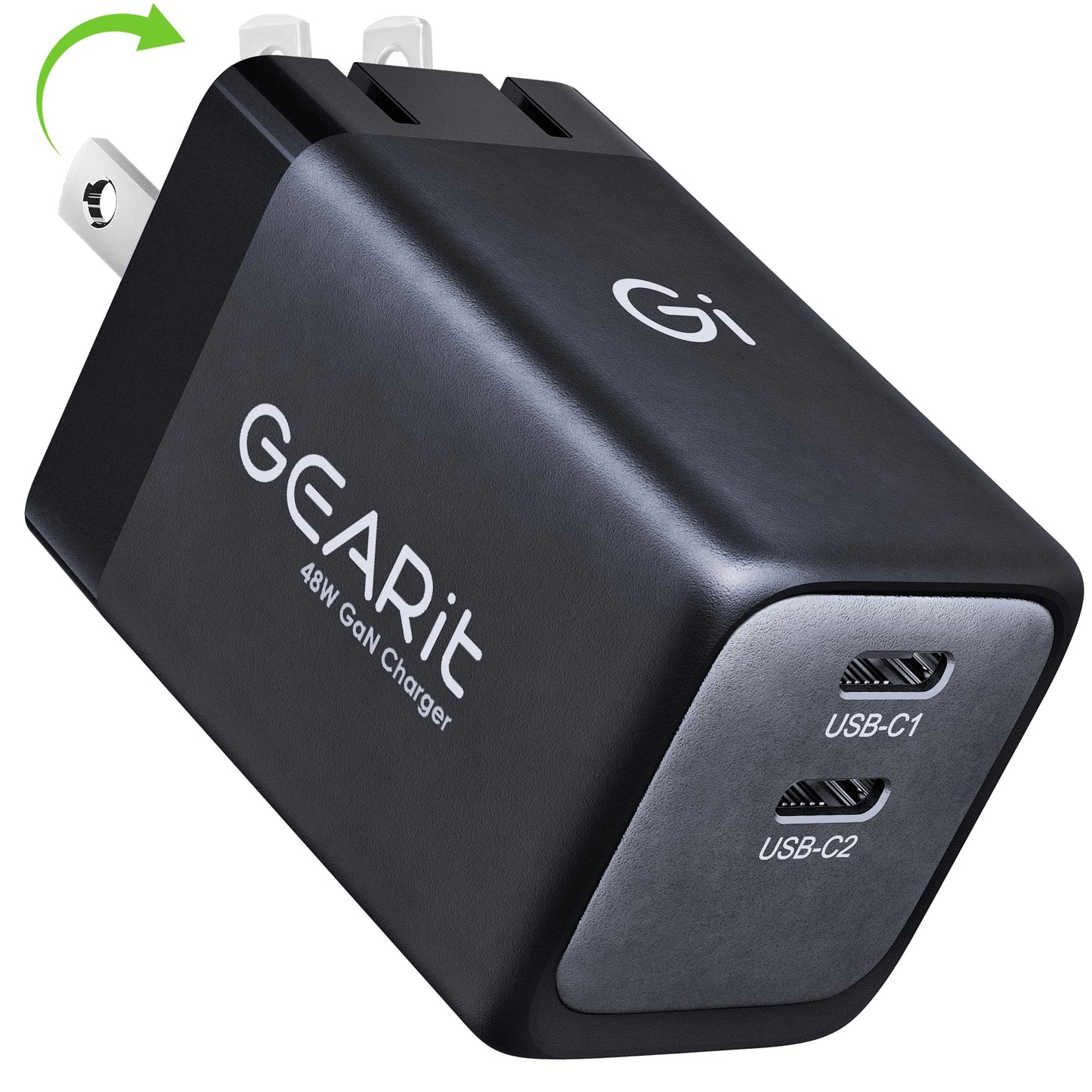 GEARit Compatible with Apple, Samsung, iPhone, iPad & Google Pixel | 48W USB C Charger Block | Fast Charging 2-Port GaN Wall Charger with PD 3.0 & PPS