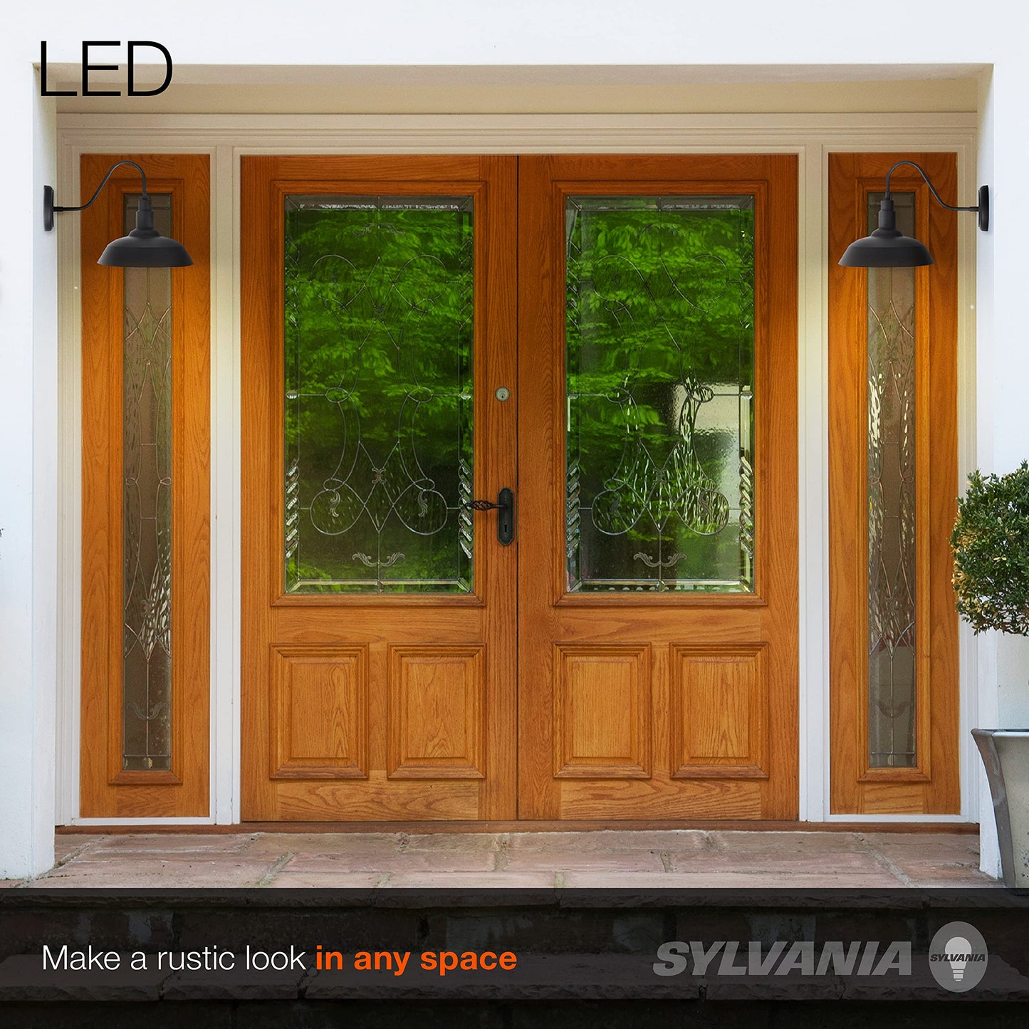 LEDVANCE Sylvania Easton Vintage LED Light Fixture, Flush Mount Sconce with Dimmable 60W A19 Soft White Light Bulb Included (60123)