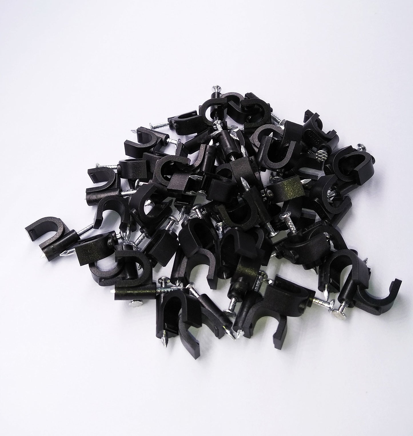 100 Pack Nail in Cable Clips Ethernet Cable Nails Tacks Clips 8mm for Electrical, Ethernet, Dish Wire, Coax Cable, RG6, RG59, CAT6, RJ45 Cable