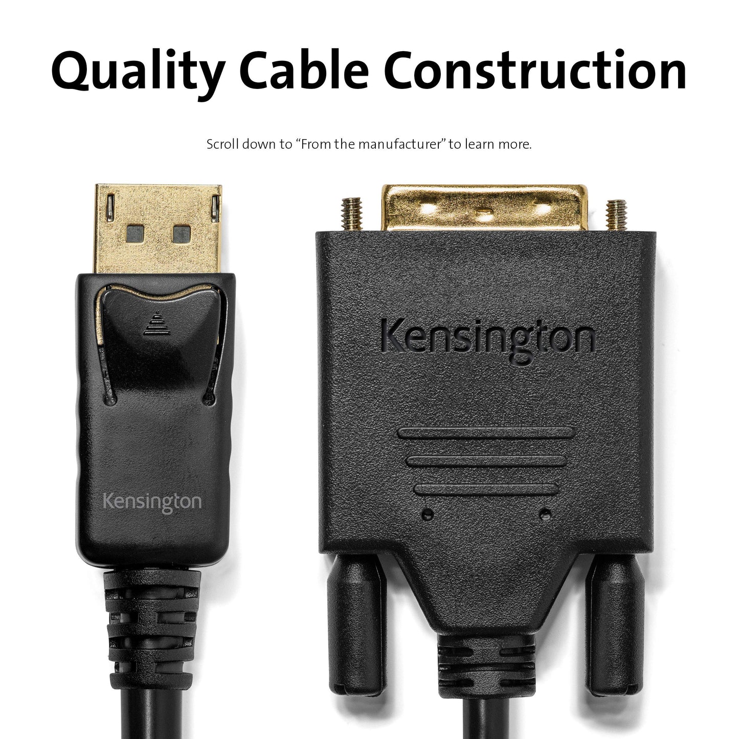 Kensington DisplayPort 1.2 to DVI-D Cable, 6ft (K33023WW)