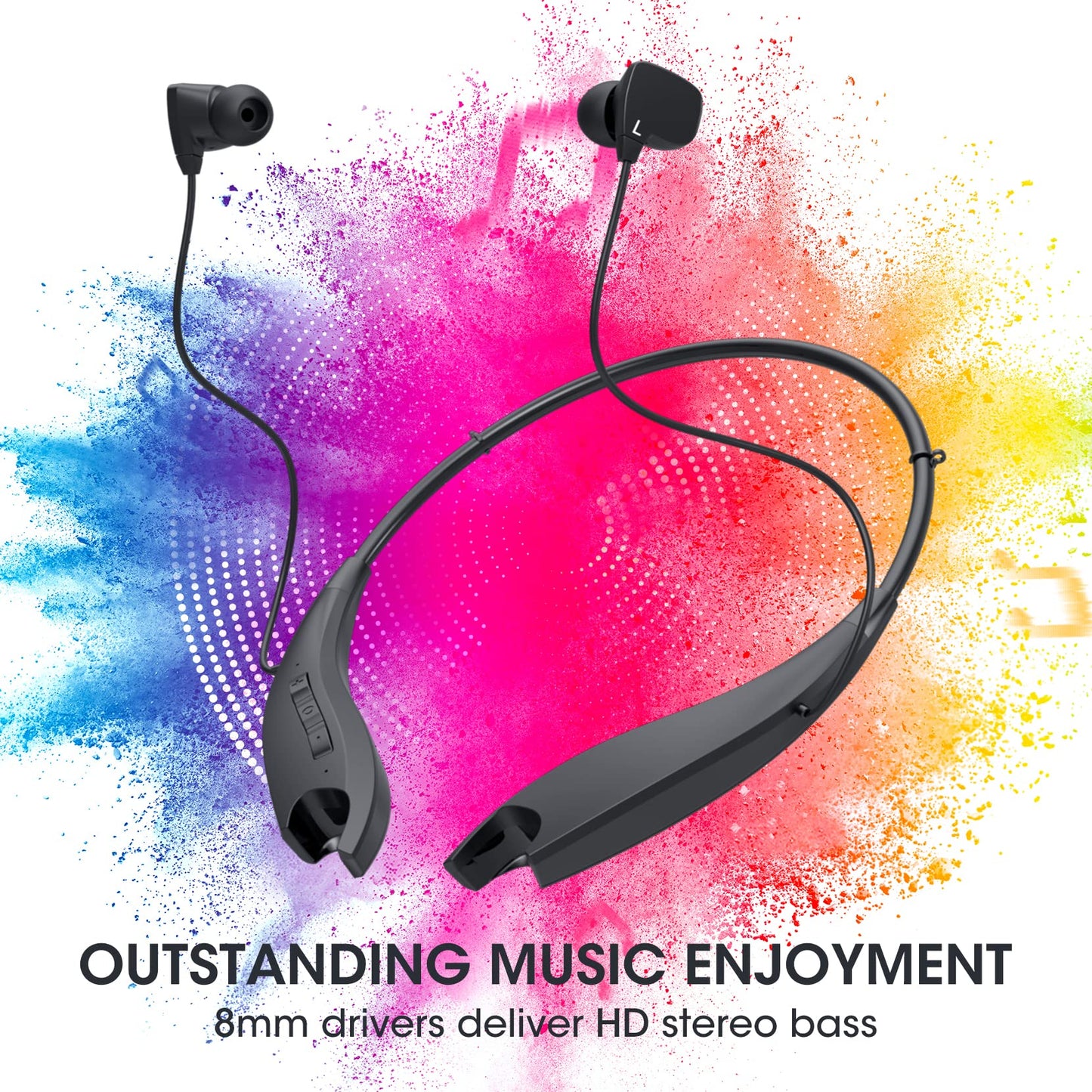 YOSDOM Neckband Bluetooth Headphones, 24H Playtime, Noise Isolation, 2 Pack
