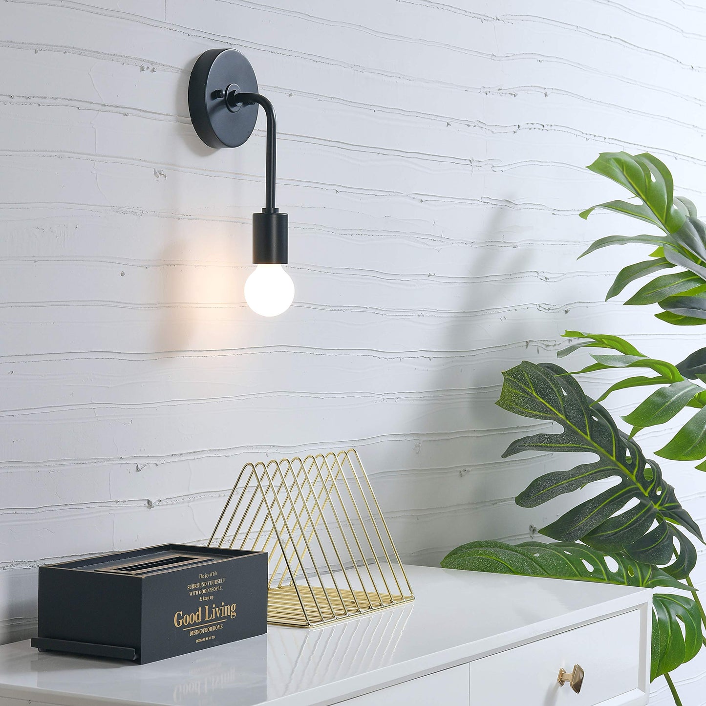 BRIGHTTIA 1-Light Slim Wall Sconce - Modern Minimalist Bathroom Vanity Mirror Lighting Fixture - Mid Century Industrial Wall Lamp for Bedrooms