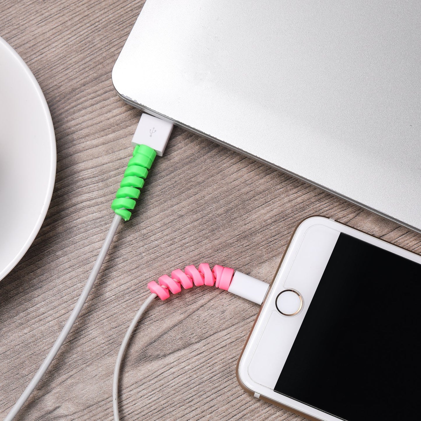 Jetec 24 Pcs Charger Cable Protector,Silicone Flexible Cable Saver,Spiral USB Mouse Wire Protector for Headphone Laptop Earphone Cell Phone Wrap