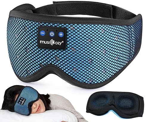MUSICOZY Sleep Headphones Breathable Sleep Mask Bluetooth 5.4 Wireless Earphones Mask Sleeping Eyemask for Side Sleepers for Women Men Travel…