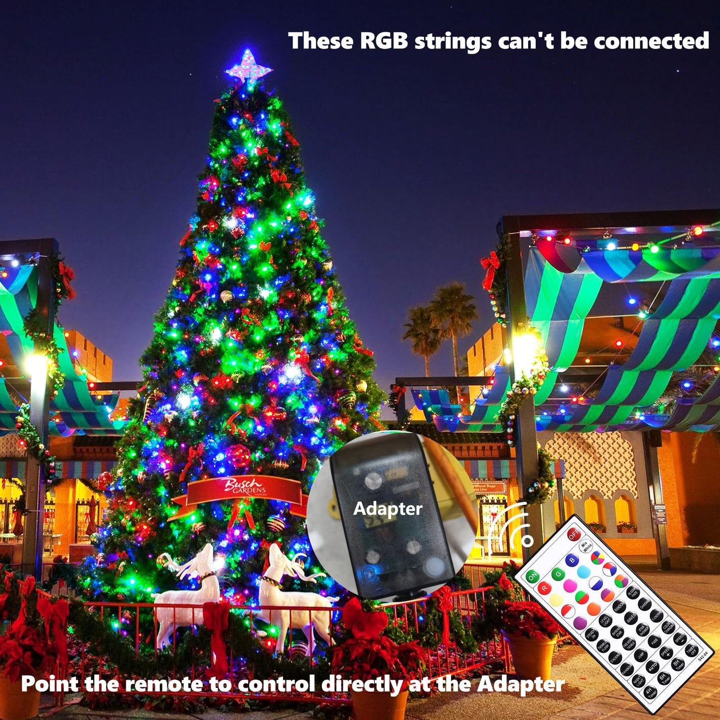 Joomer Red Blue White String Lights Outdoor, 66FT 200LED RGB Lights with Remote Timer Memory, Waterproof Indoor Outdoor 4th of July Independence Day