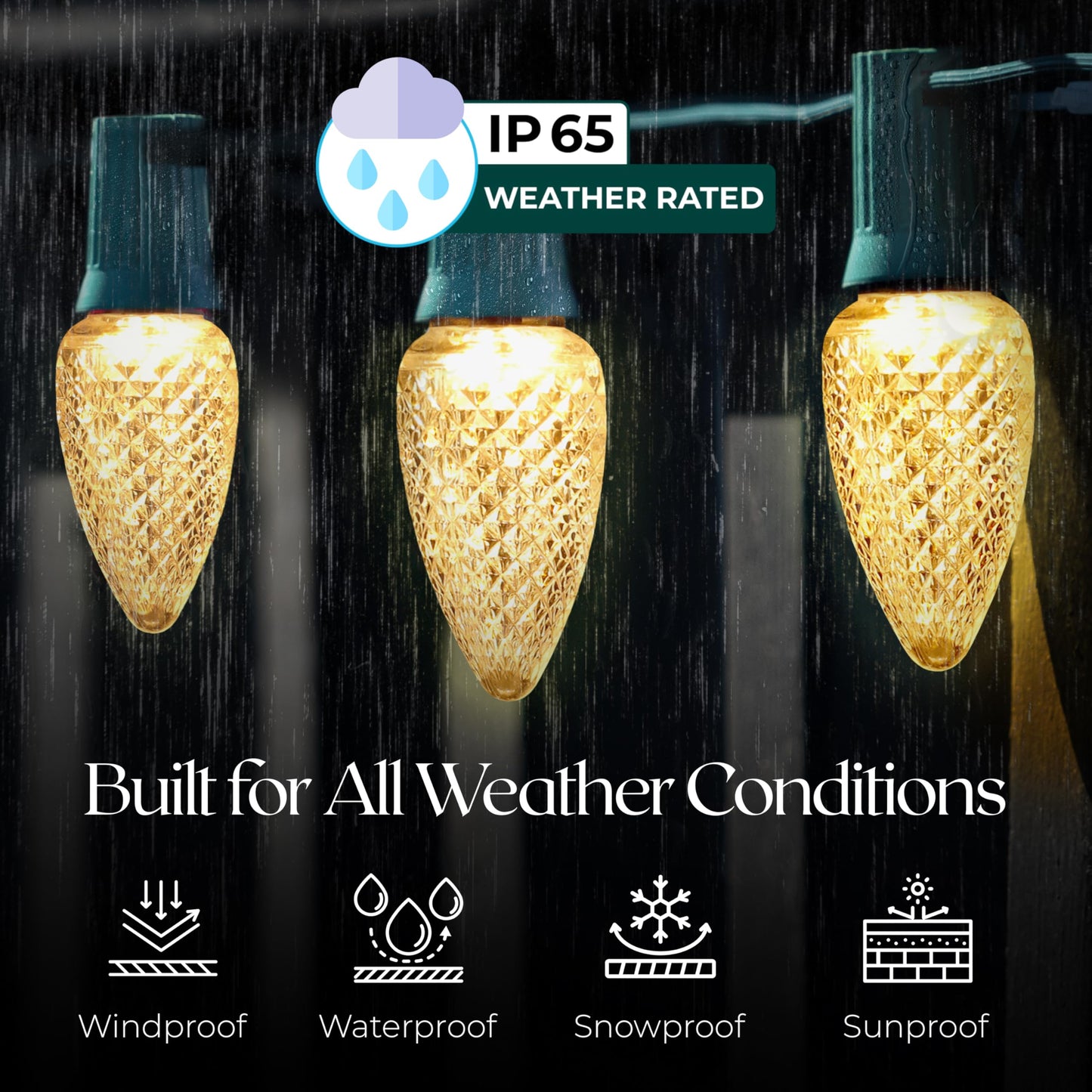 C9 0.68W Warm White LED Bulbs Christmas Lights, E17 Base (25 Pack)