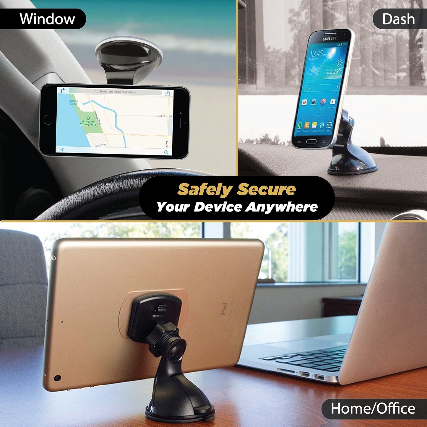 Scosche MAGWSM-SP MagicMount Magnetic Car Phone Holder Windshield or Dashboard Mount - 360 Degree Adjustable Head, Universal with All Devices