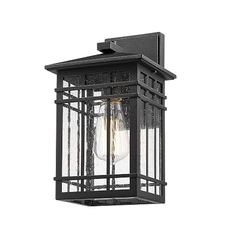 Rosient Outdoor Wall Lantern, Exterior Light Fixture Mount, 1-Light Waterproof Lighting With Seeded Glass for Porch, Garage, Patio, Hallway, Entryway