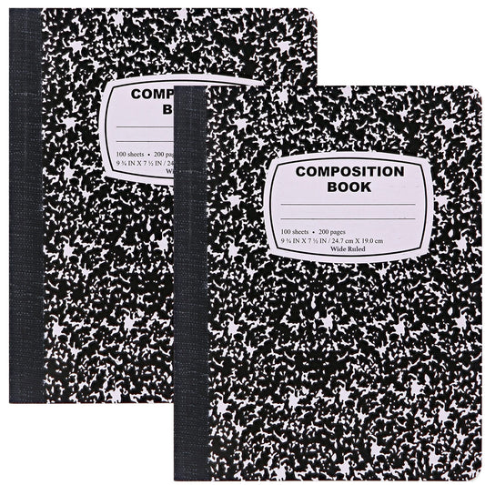 Enday Marble Composition Notebook Wide Ruled (2 Pack) 100 Sheets