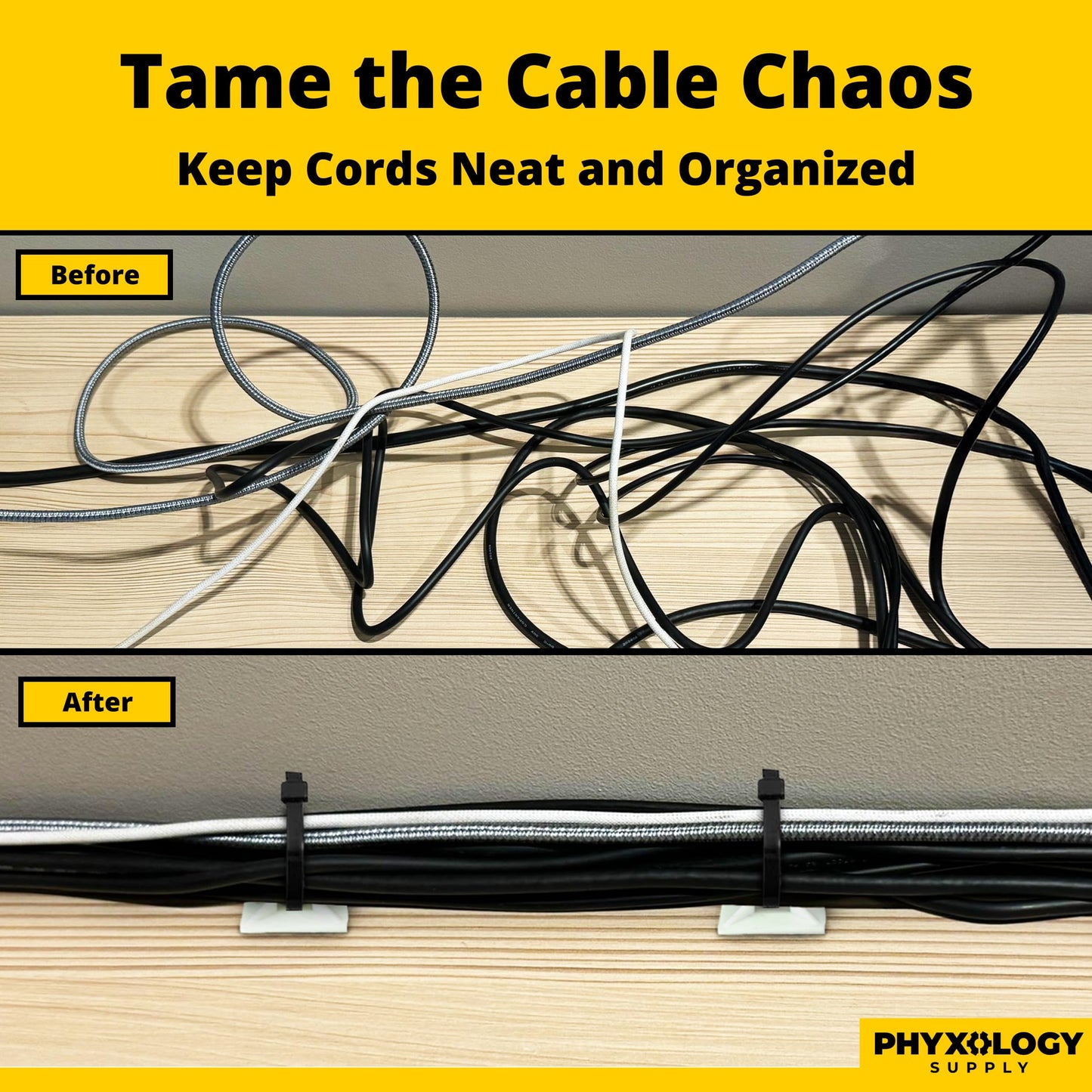Super-Adhesive X-Large Cable Tie Mounts 100 Pack For Fast, Frustration-Free Wire Management. Anchor These Zip Tie Bases Tools-Free With Sticky Backs