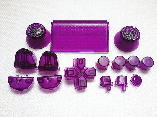 Gametown Joysticks Thumbsticks Dpad R1 L1 R2 L2 Trigger Buttons Set + 2X Springs for PS4 Controller DualShock 4 Color Transparent Clear Purple
