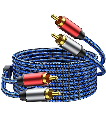 NC XIQN RCA Cable 25Feet. 2RCA Male to 2RCA Male Stereo Audio Cable Nylon Braided, Double Shielded RCA to RCA Audio Cable for Home Theater, HDTV