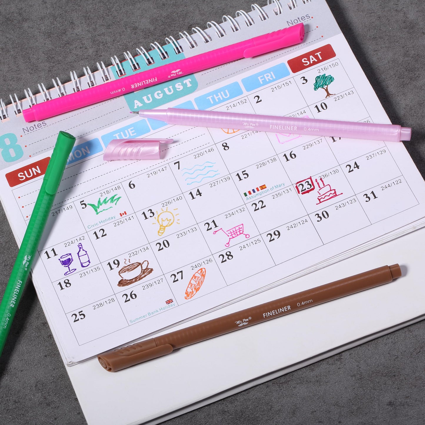 Mr. Pen- Colored Fineliner Pens, 18 Pack, 0.4mm