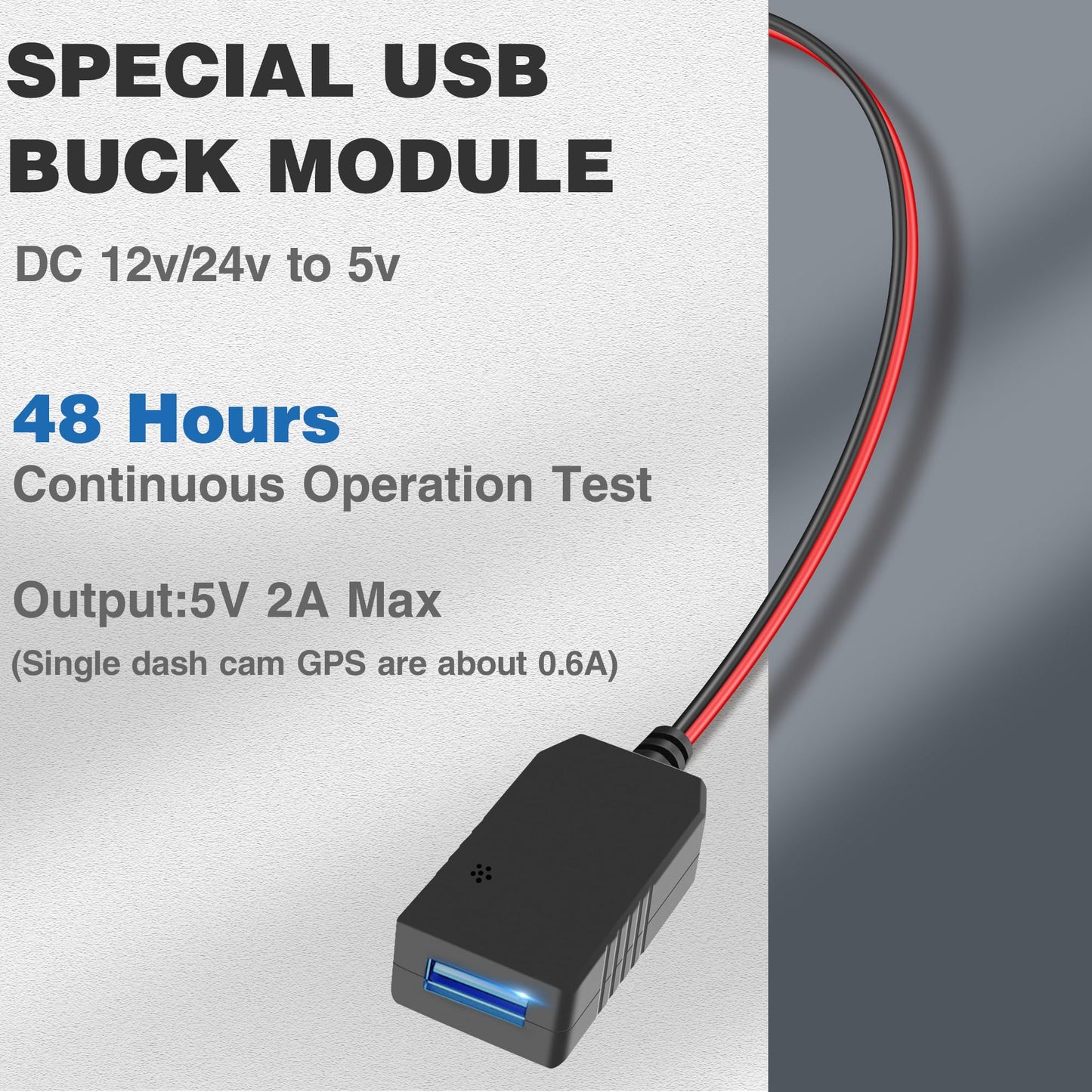 YQMAJIM Dash Cam Power Adapter Spare Output Connector Special USB Buck Module, DC 12V/24Vto 5V USB Output Charging Adapter with Micro Shorty Cable
