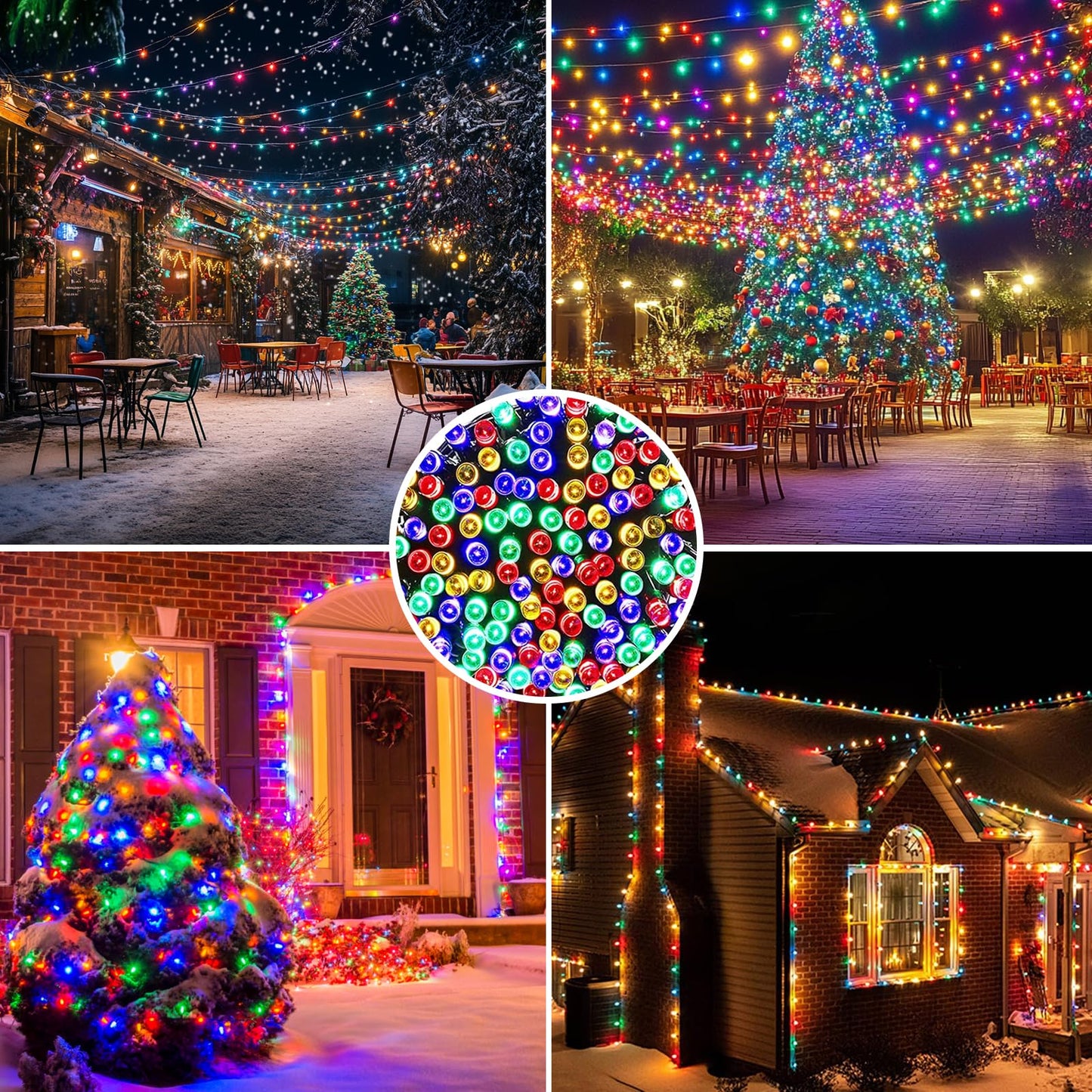 LALAPAO 2 Pack Solar Christmas String Lights, Total 400 LED 144Ft Solar String Lights, Outdoor Lighting with 8 Modes Waterproof for Xmas Tree, Garden