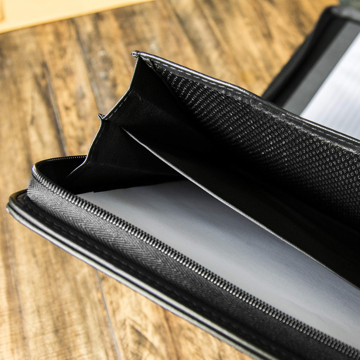 Cossini Black Superior Vegan Leather Business Portfolio with Zipper - Padfolio All-in-One. Smartest Protective 10.1 Inch Tablet Sleeve, Presentation