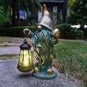JOYBEE Garden Statues Gnomes with Solar Lantern Outdoor Decor-Gnomes Solar Figurines Lights Decorations for Patio Yard Lawn Ornaments-Gifts