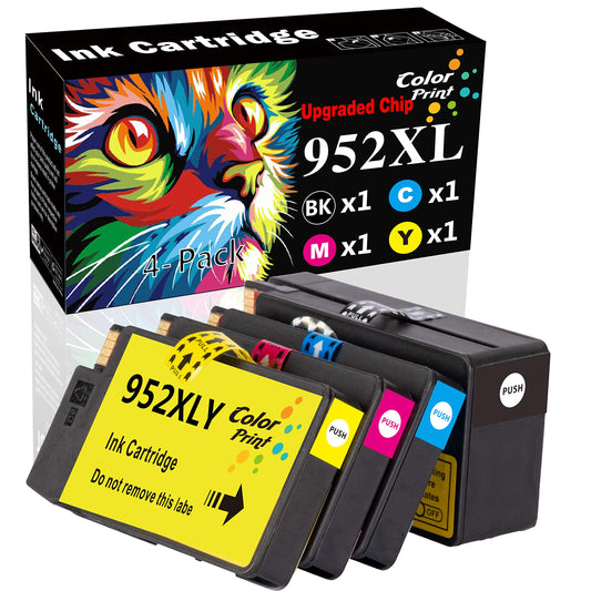 4-Pack Upgraded Chip Colorprint Compatible 952XL 952 Ink Cartridge for OfficeJet Pro 8710 8720 8740 8216 8200 8210 8218 8700 8724 8725 8726 8727 8728