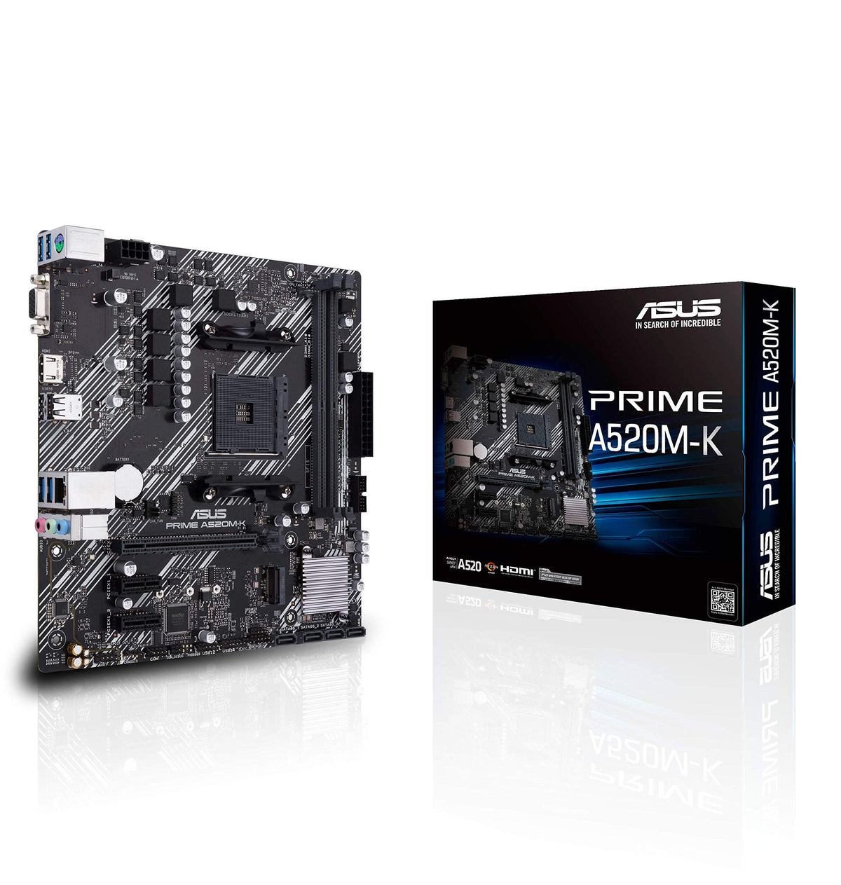 ASUS Prime A520M-K AMD AM4 (3rd Gen Ryzen) Micro-ATX Motherboard (ECC Memory, M.2 Support, 1Gb Ethernet, M.2, USB 3.2 Gen 1 Type-A,HDMI 2.1 4K@60Hz