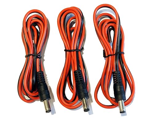 3 Pack of 36 Inch 2.1mm x 5.5mm DC Male Jack to Open Bare Wire Adapter Cables