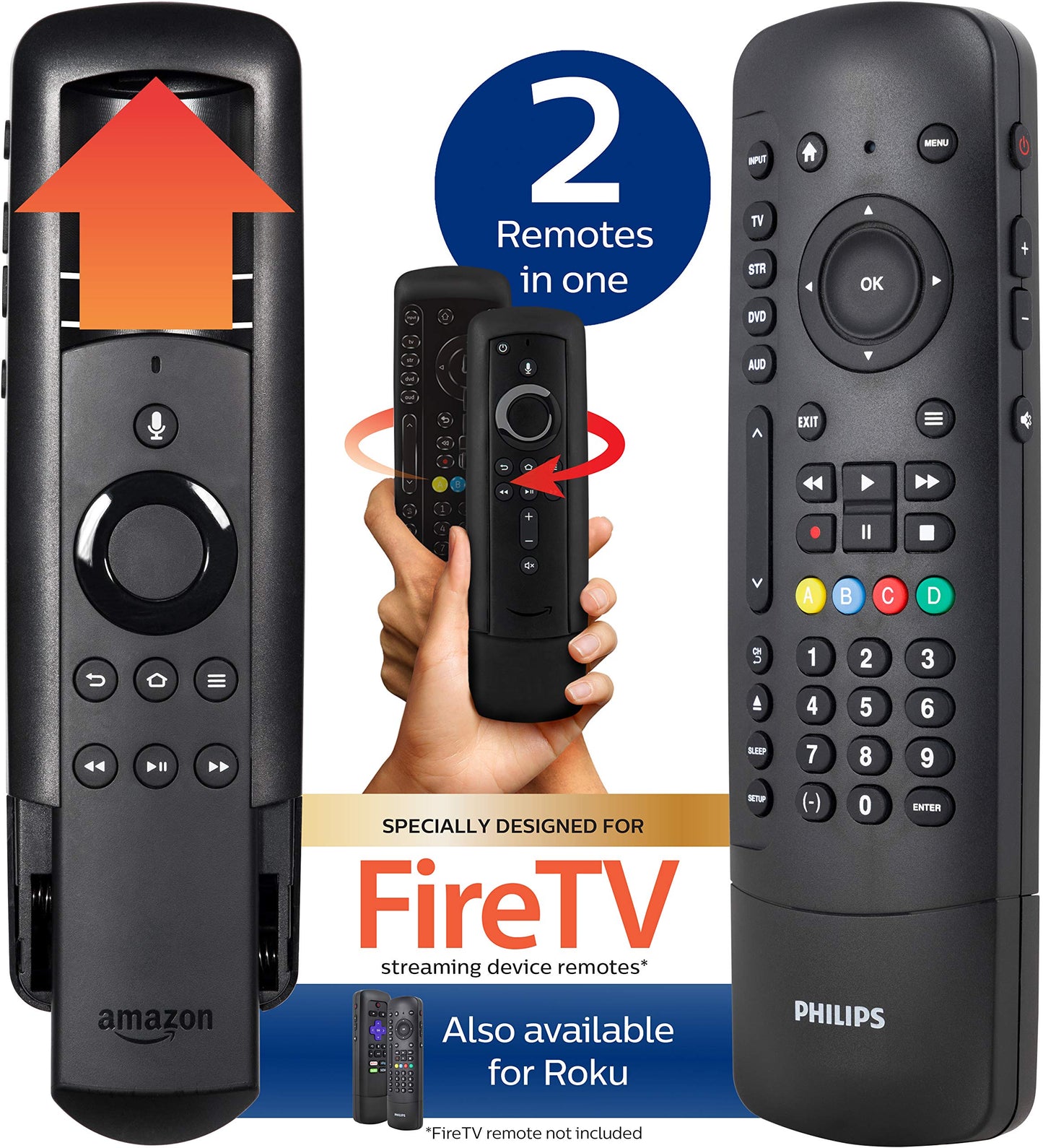 Philips Universal Companion Remote Control for Samsung, Vizio, LG, Sony, Roku, Apple TV, RCA, Panasonic, Smart TVs, Streaming Players, Blu-ray, DVD, 4