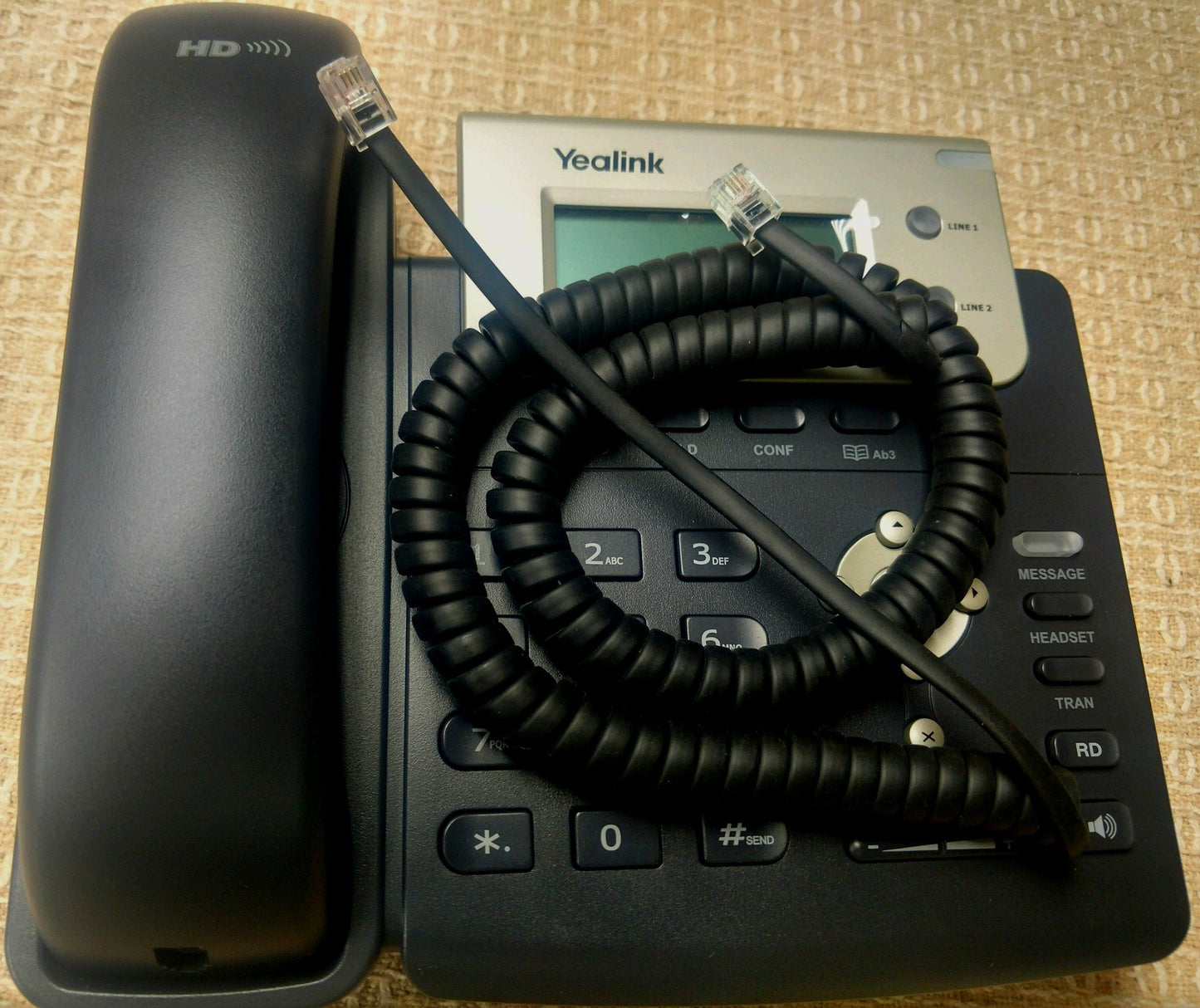 DIY-BizPhones 5-Pack Flat Black 12' Ft Handset Cords Compatible with Yealink IP Phone SIP T4 T4S T5 T5S Series T40P T41P T41S T42P T42S T46G T48G T48S