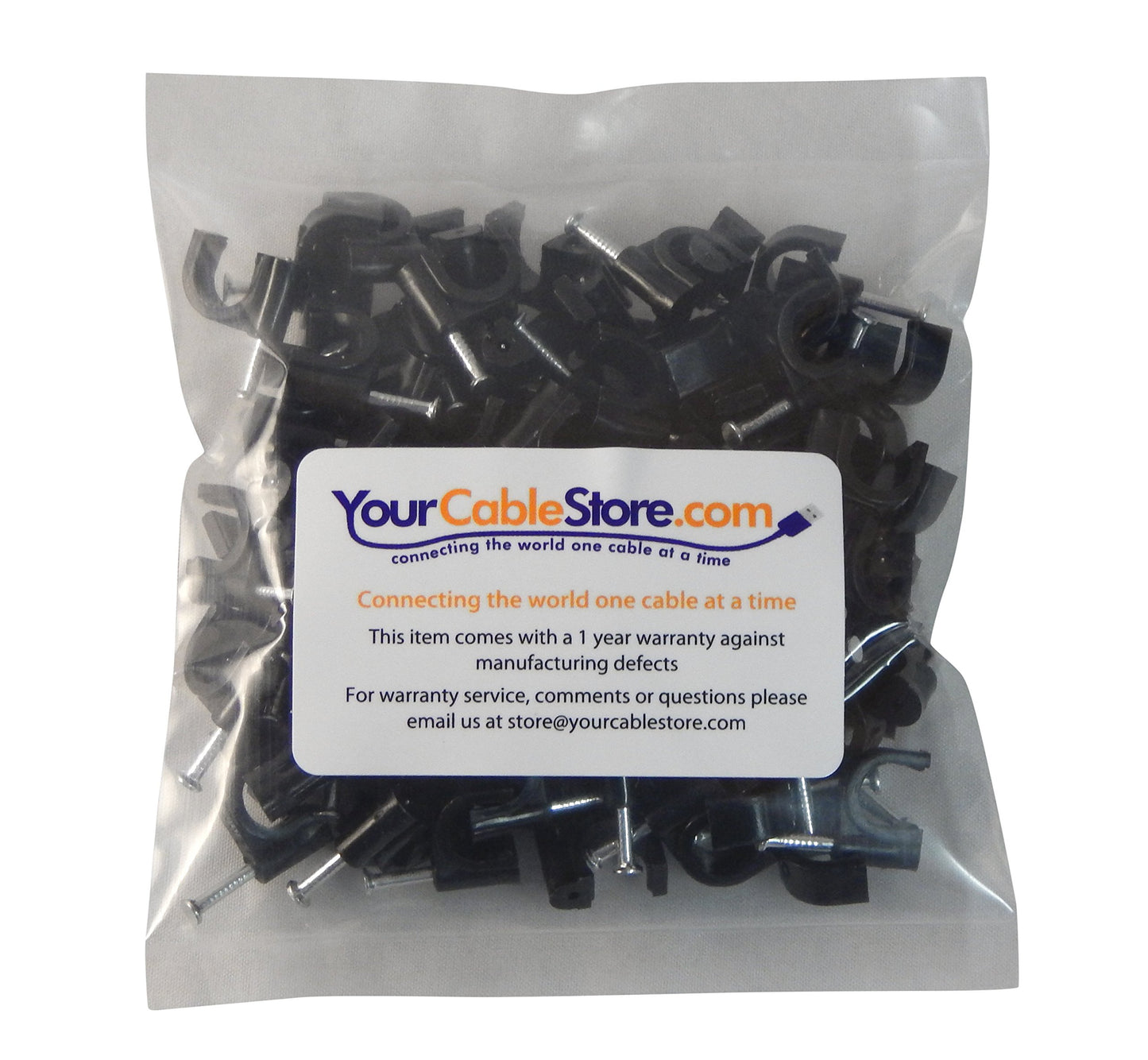 Your Cable Store 100 Pack Black / 8mm RG6 Cable Clips