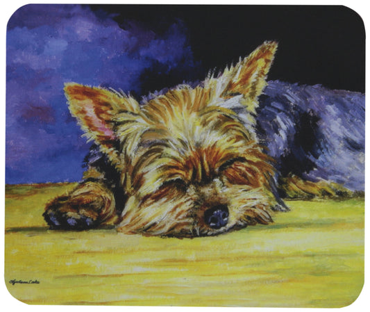 Caroline's Treasures 7357MP Yorkie Taking a Nap Mouse Pad, Hot Pad or Trivet for Home Office Gaming Working Computers Laptop Mouse Mat,Washable Large