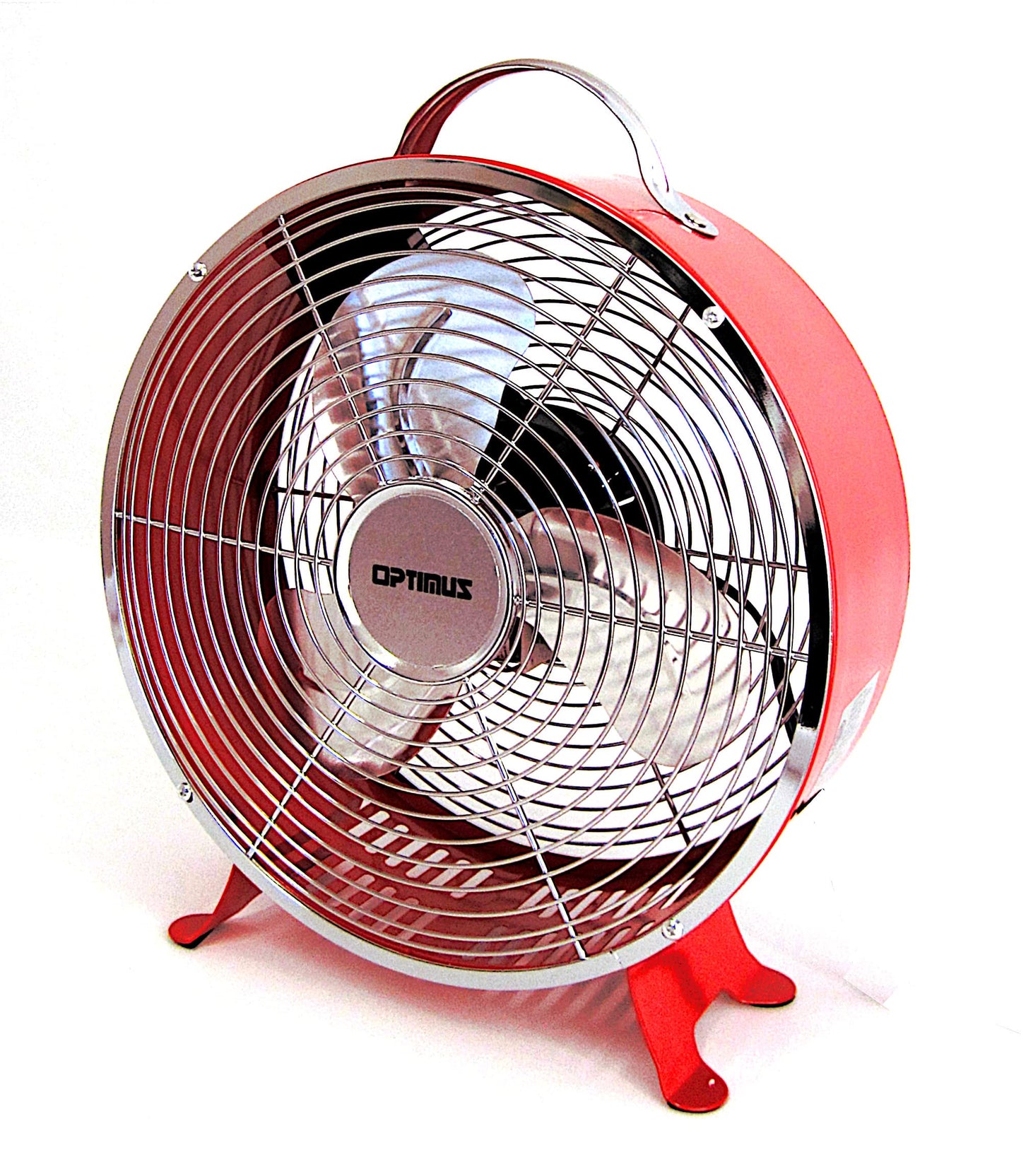 Optimus F-6310RD F-6310 2-Speed 50-Watt 10-In. Portable Retro Drum Fan (Red)