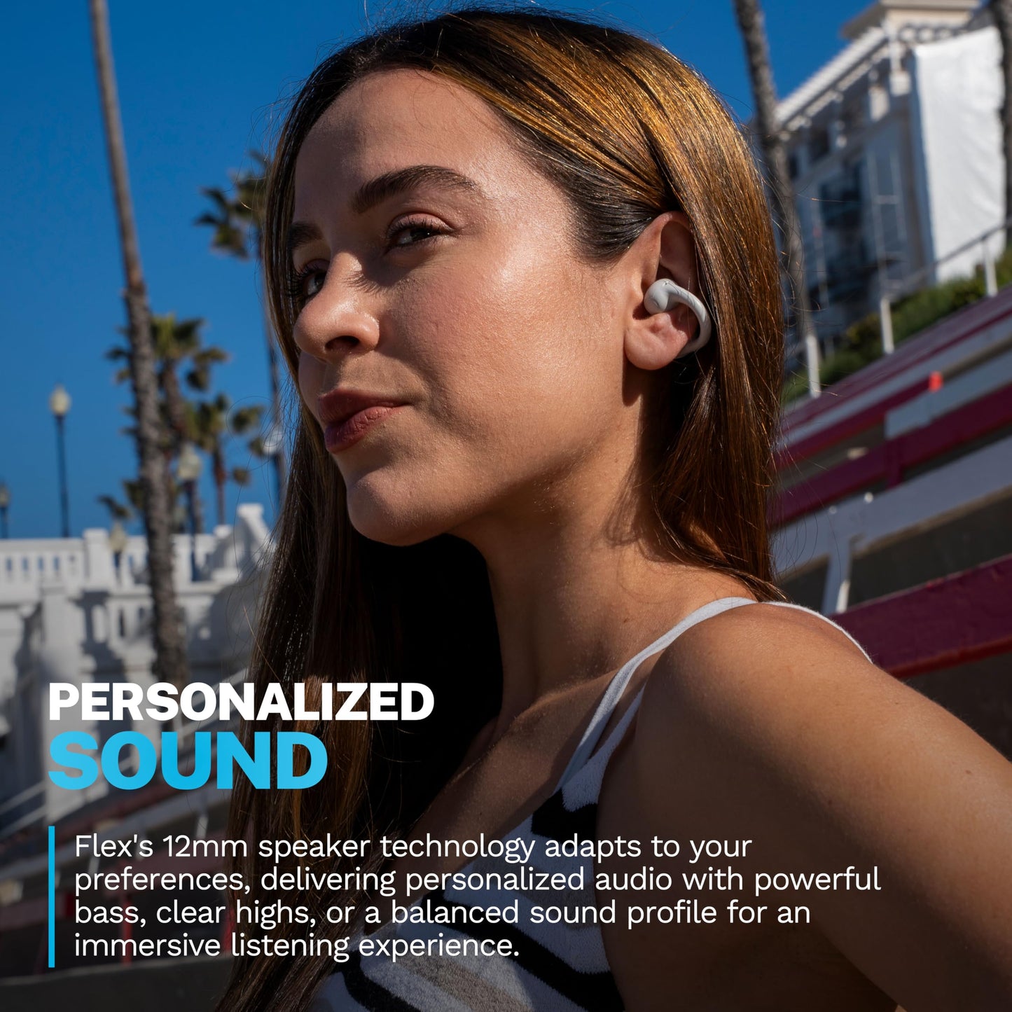 JLab, Flex, Open Ear Earbuds, Clip On Wireless Bluetooth Earbuds, Open Ear Headphones, Cloud White