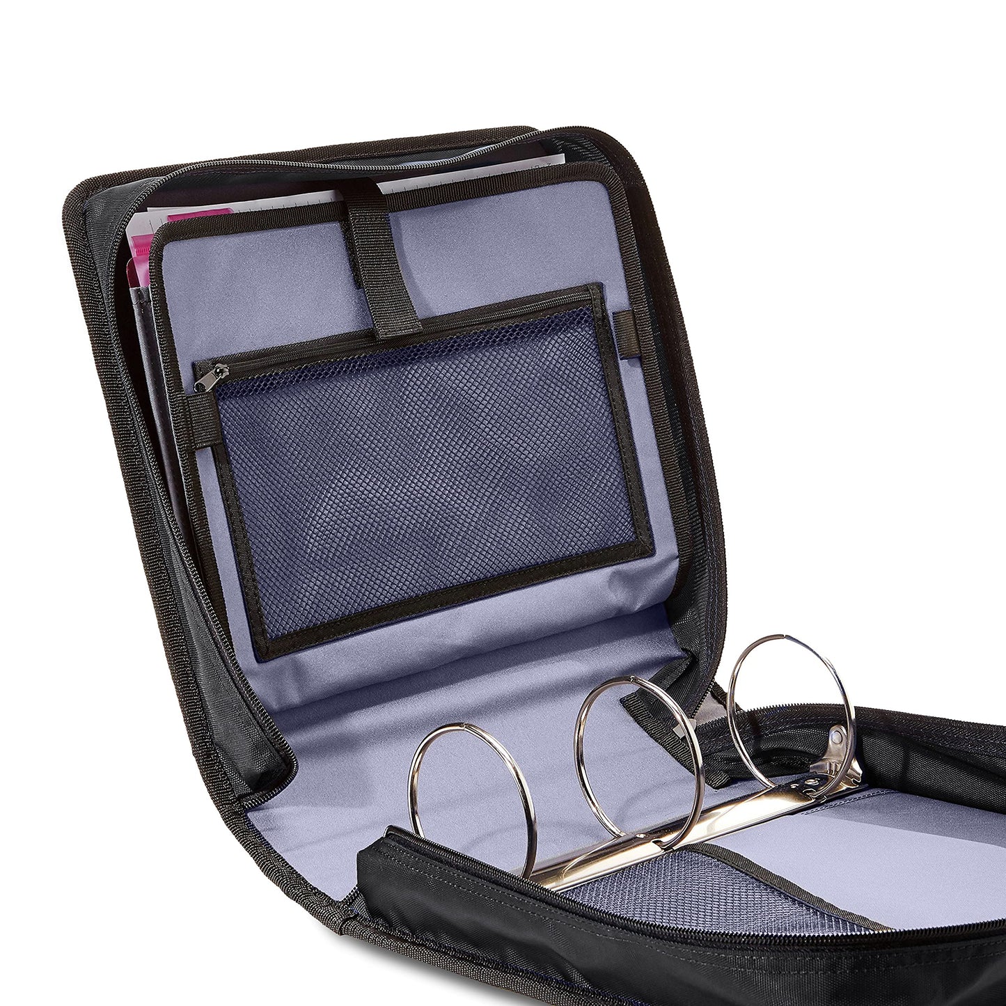 Amazon Basics 3-Ring Binder with Zipper - O-Ring, 3 Inch, Black-Pack of 4