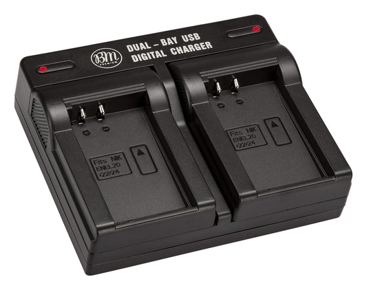 BM Premium EN-EL24 Dual Battery Charger for Nikon 1 J5, DL18-50, DL24-85 Digital Camera