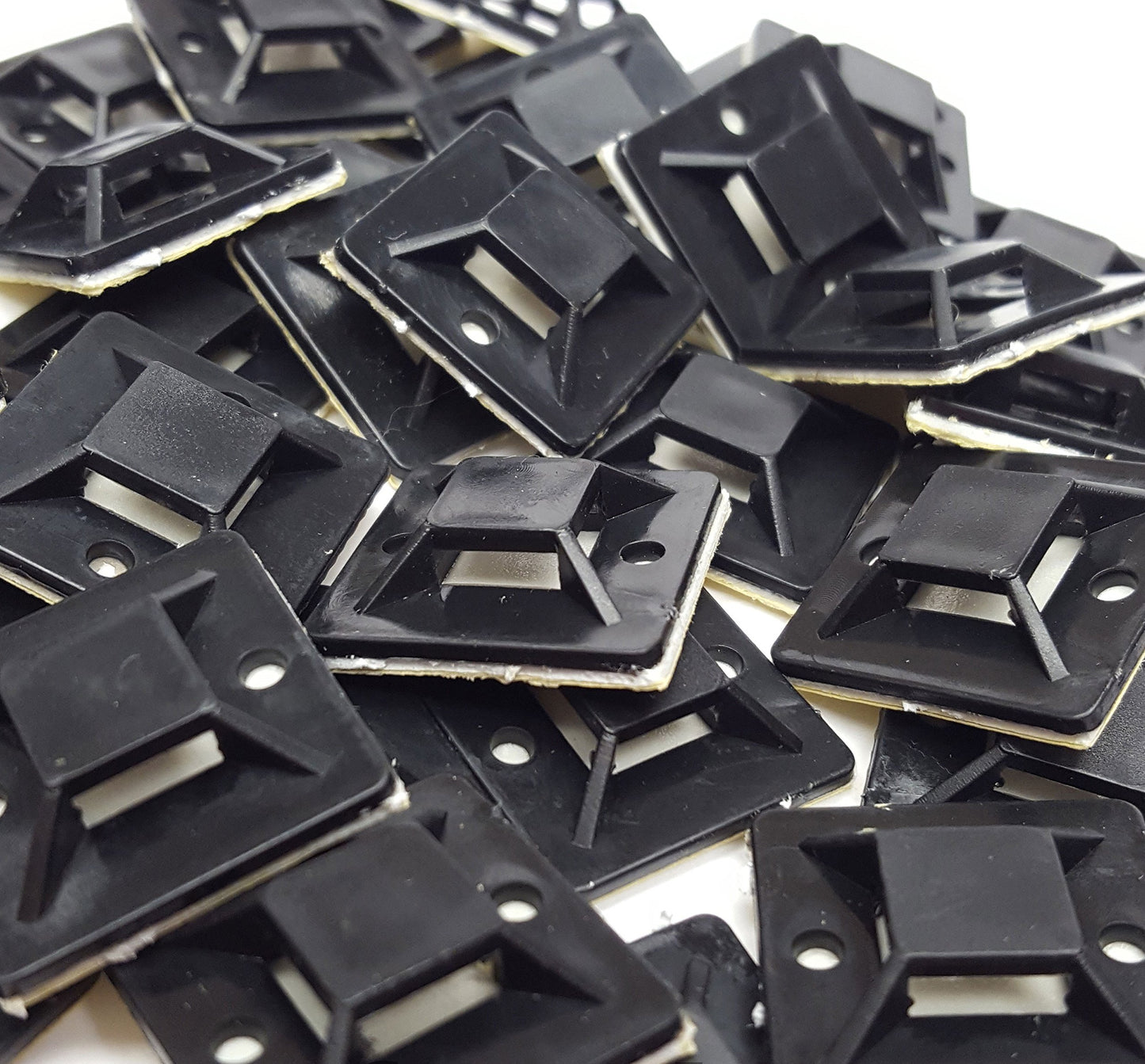 Cable Tie Mounts Self Adhesive Clips Wire Tie Base (25mm x 25mm) - Premium Grade Strength Screw-Hole Anchor Point Provides Optimal Strength (100