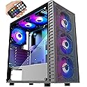 MUSETEX Mesh ATX Mid-Tower Computer Gaming Case with 6 PCS × 120mm LED ARGB Fans USB 3.0 Port Mesh Front Panel & Tempered Glass PC Chassis(G05MN6-HW)