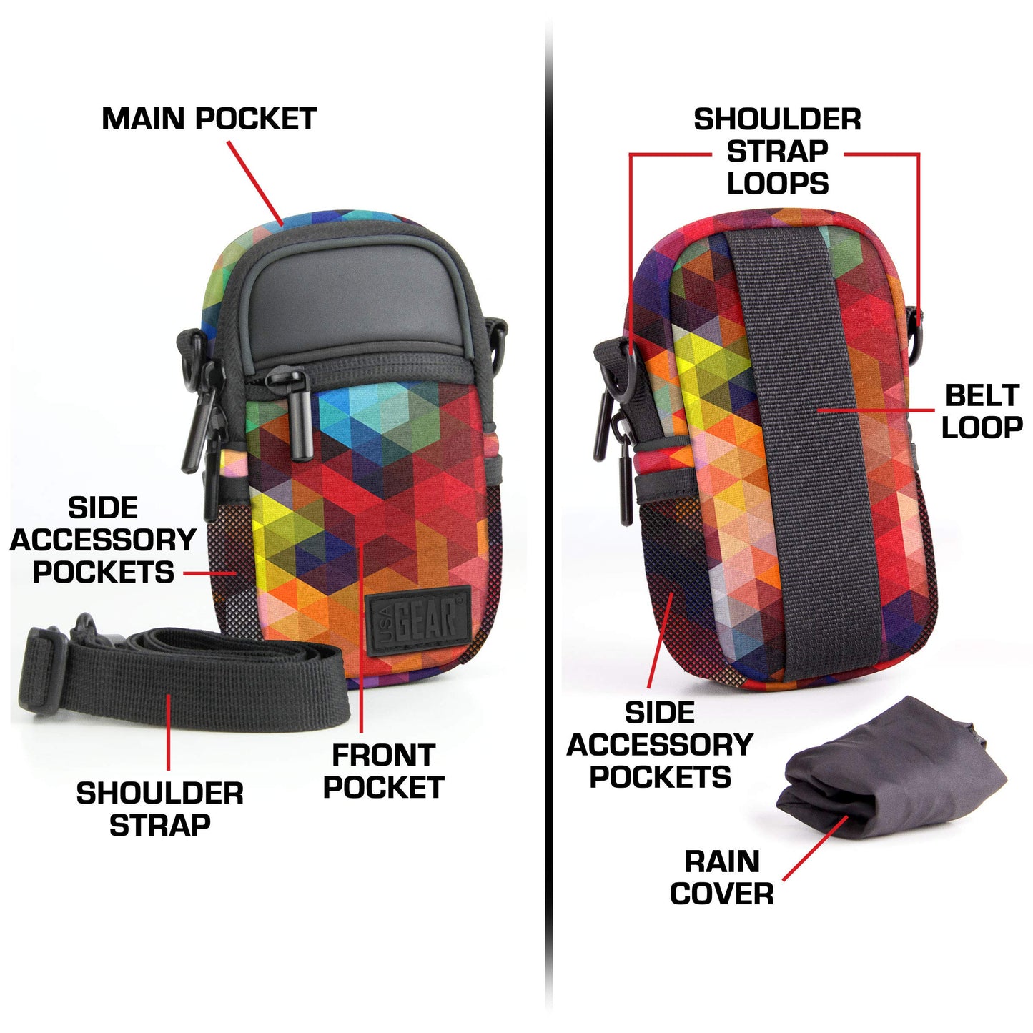 USA Gear Compact Point and Shoot Camera Case Small Digital Camera Pouch with Accessory Pockets and Shoulder Strap - Compatible with Sony CyberShot