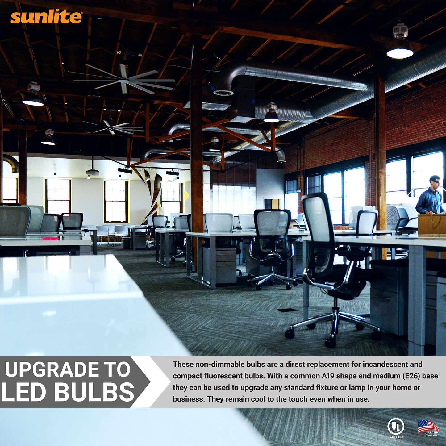 Sunlite A19 Standard 9 Watt LED Light Bulbs, (60 Watt Equivalent), 800 Lumens, Medium Base (E26), Non-Dimmable, Frost, ETL Listed, 5000K Daylight, 9