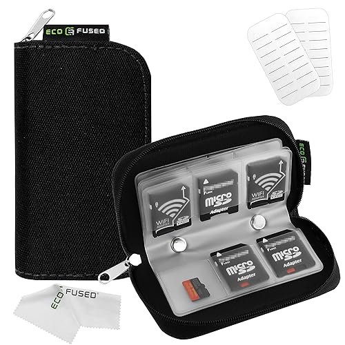 Eco-Fused Memory Card Case - Fits up to 22x SD, SDHC, Micro SD, Mini SD and 4X CF - Holder with 22 Slots