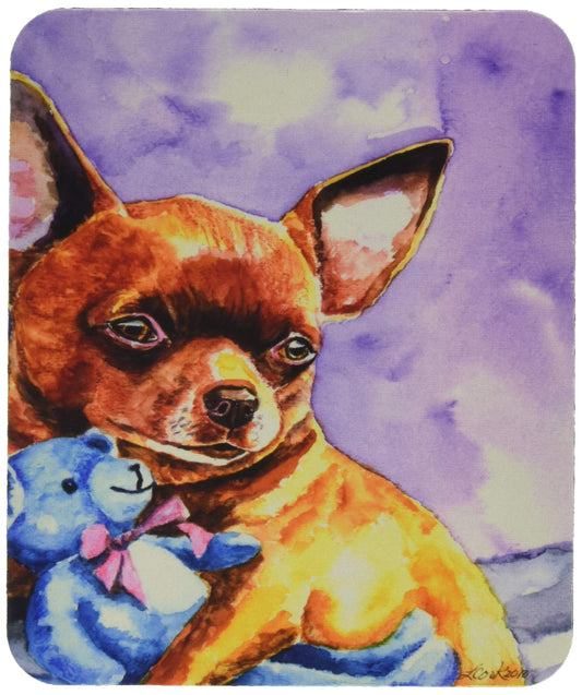 Caroline's Treasures 7340MP Chihuahua with Teddy Bear Mouse Pad, Hot Pad or Trivet for Home Office Gaming Working Computers Laptop Mouse Mat,Washable