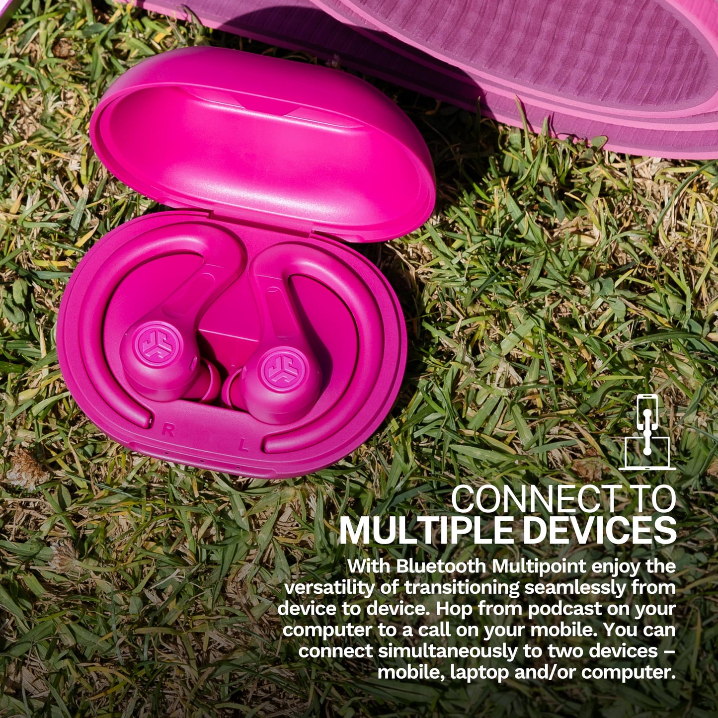 JLab, JBuds Sport ANC 4, True Wireless Earbuds, Active Noise Cancelling, Multipoint Connect, Pink