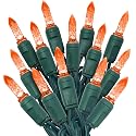 HLO Lighting M6 Orange LED Christmas Lights | LED Mini Christmas Lights for Indoor and Outdoor Use | 70 Bulbs
