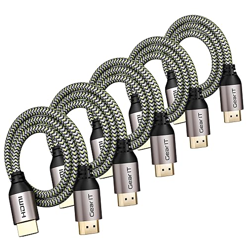 GEARit 4K HDMI Cable, (5-Pack / 1.5ft / 0.45m) High-Speed HDMI 2.0b, 4K 60hz, 3D, ARC, HDCP 2.2, HDR, 18Gbps - Nylon Braided Cord