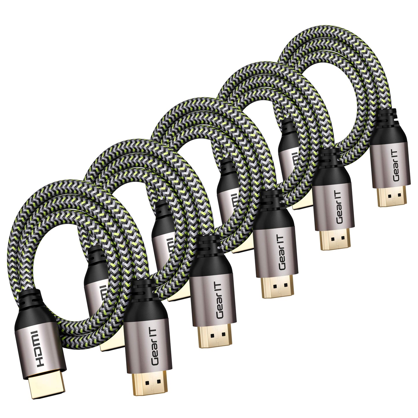 GEARit 4K HDMI Cable, (5-Pack / 1.5ft / 0.45m) High-Speed HDMI 2.0b, 4K 60hz, 3D, ARC, HDCP 2.2, HDR, 18Gbps - Nylon Braided Cord