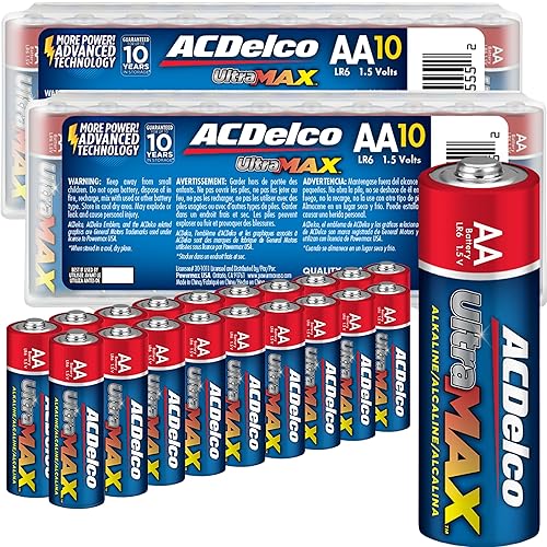 Powermax ACDelco UltraMAX 20-Count AA Batteries, Alkaline Battery with Advanced Technology, 10-Year Shelf Life, Recloseable Packaging