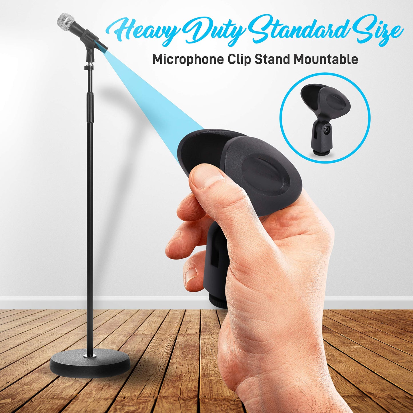 Professional Handheld Dynamic Microphone Kit - Unidirectional Vocal Wired Microphone w/Carry Bag, Metal Mic Stand, Holder/Clip & 16.4ft XLR Audio