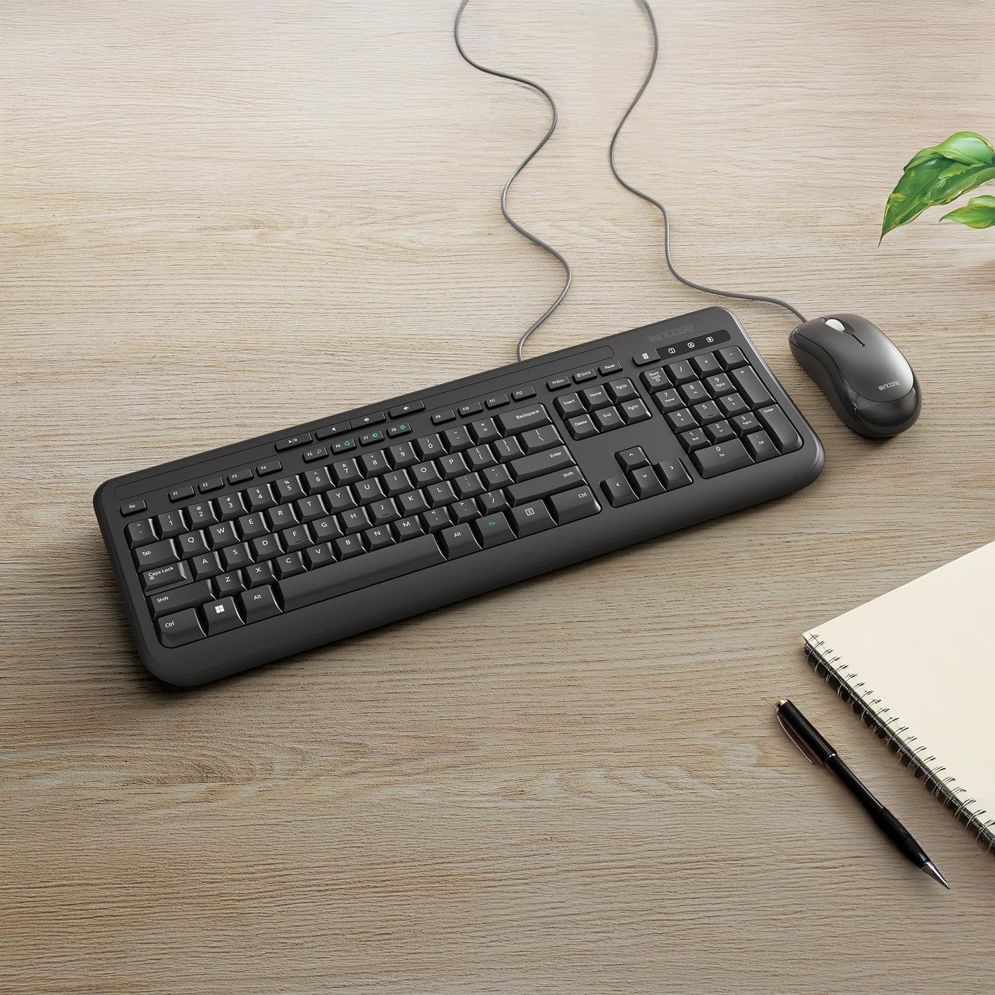Incase Wired Desktop 600 Keyboard & Mouse Combo - Designed by Microsoft - Four Hot Keys, Spill-Resistant Keyboard, Quiet-Touch Keys, Optical Mouse