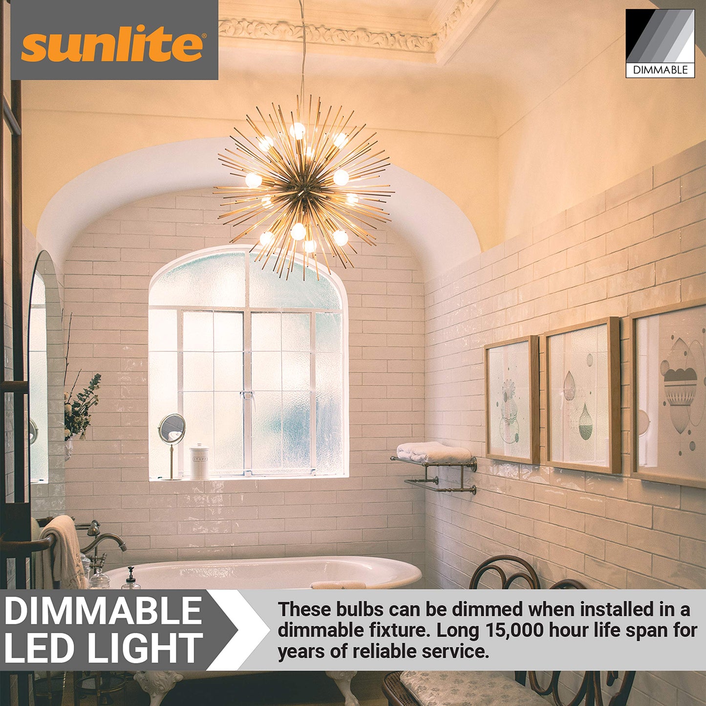 Sunlite 40959 LED G16.5 Filament Style Globe Light Bulb, 2.5 Watts (25W Equivalent), 250 lumens, Dimmable, Candelabra Base (E12), UL Listed, 3000K