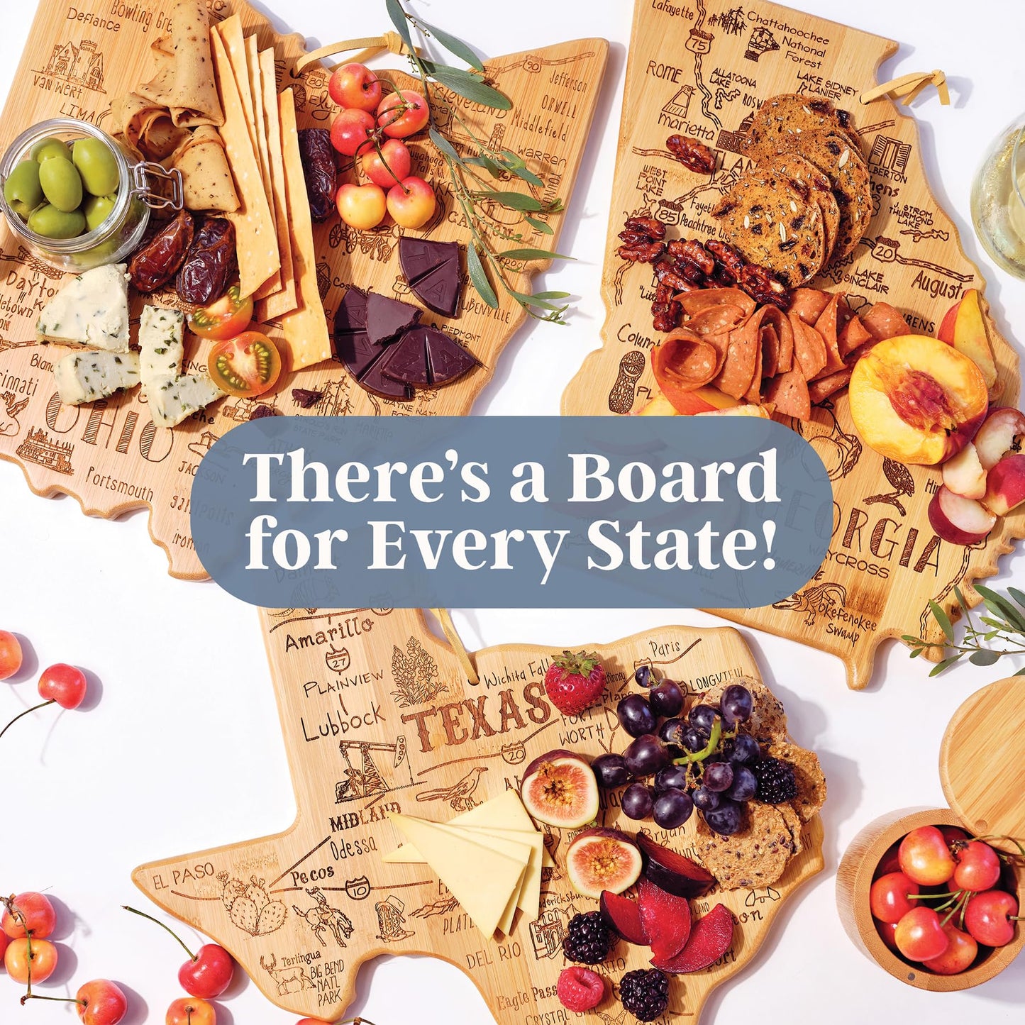 Totally Bamboo Destination Tennessee State Shaped Cutting Board, Charcuterie and Cheese Serving Board - Tennessee Gift for Home Décor or Everyday…