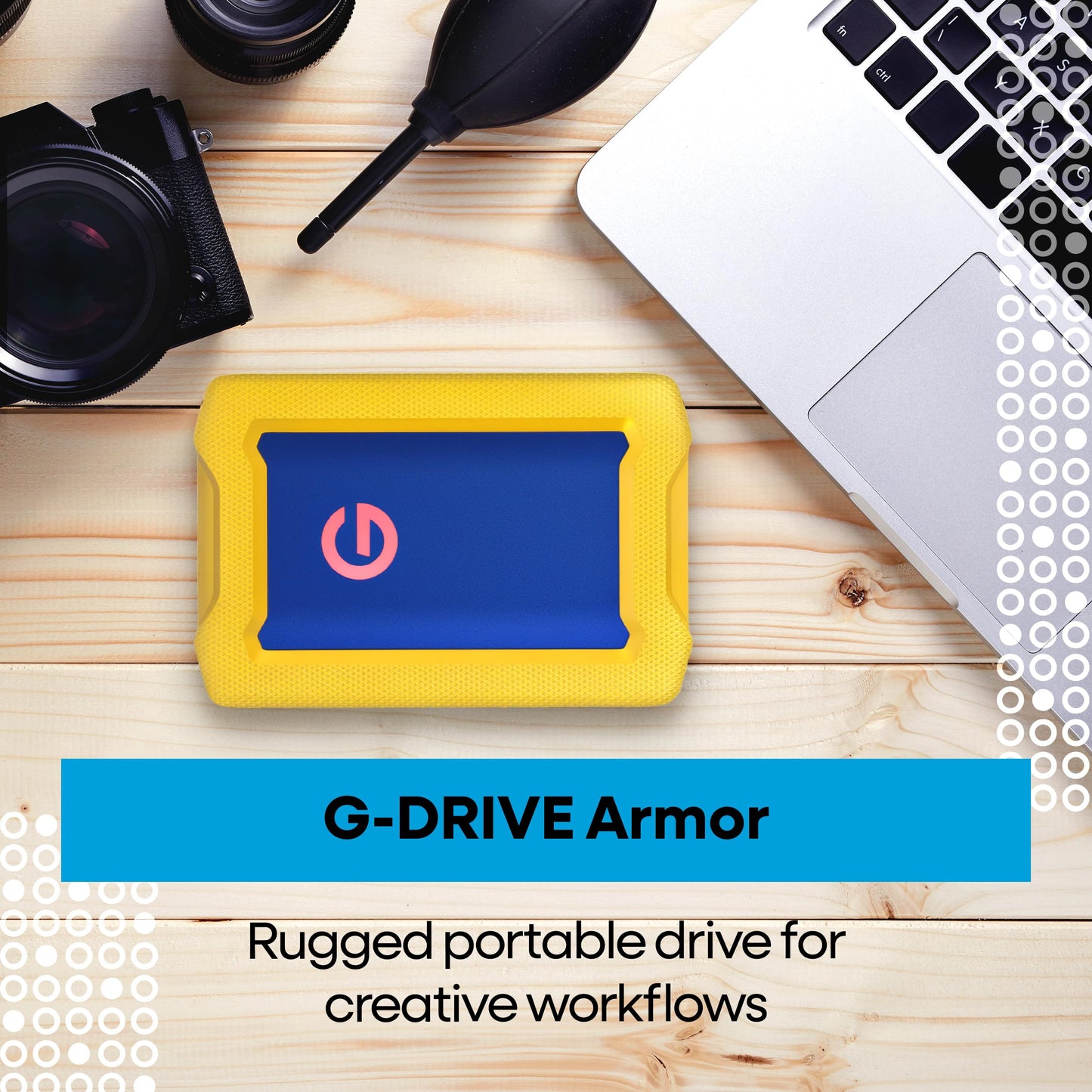 1TB G-Drive ArmorATD Rugged, Durable Portable External HDD, Up to 130MB/s, USB-C (5Gbps), USB 3.2 Gen 1 - SDPHE1G-001T